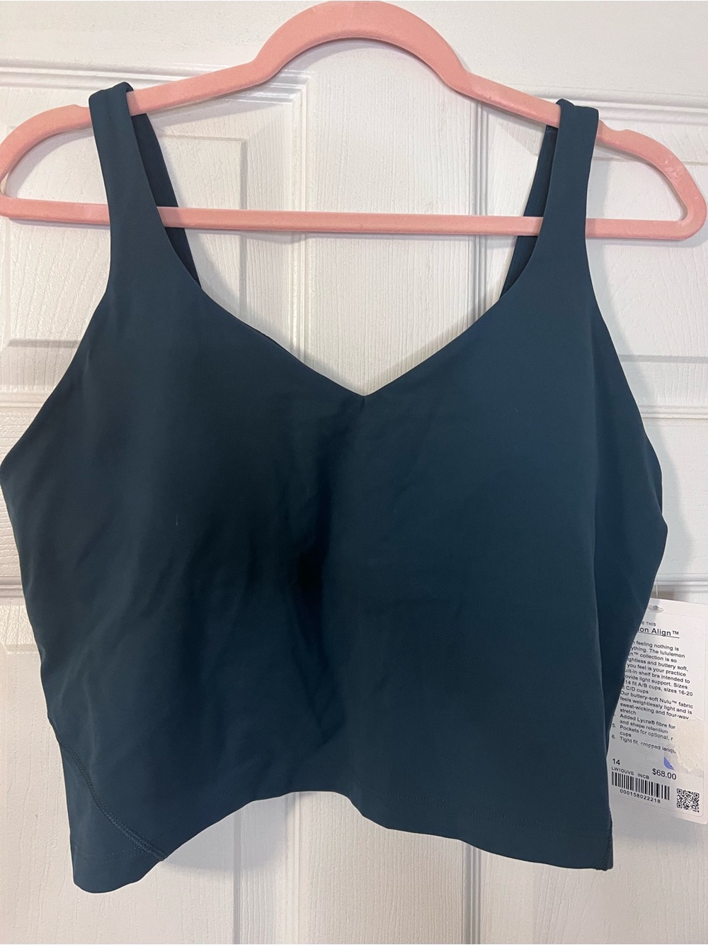 #509 Lululemon Align Tank A/B Cup Nulu Cropped Tank Top Sz 14 Indochine Blue NWT - Picture 2 of 6